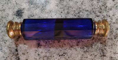 Victorian Cobalt Blue double-ended ''lay-down'' Perfume Bottle