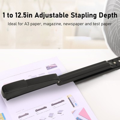 Long Arm Stapler Black 20 Sheets Capacity High Strength Metal Stable Office AK