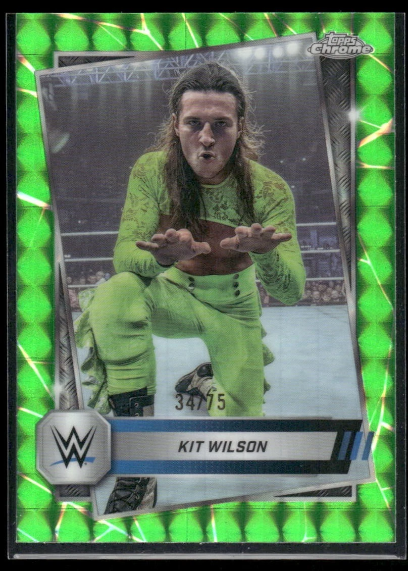 2025 Topps Chrome WWE Kit Wilson #102 Green Geometric Refractor /75