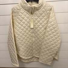Cooper Key Women's Quilted Puffer Jacket White Geometric XL
