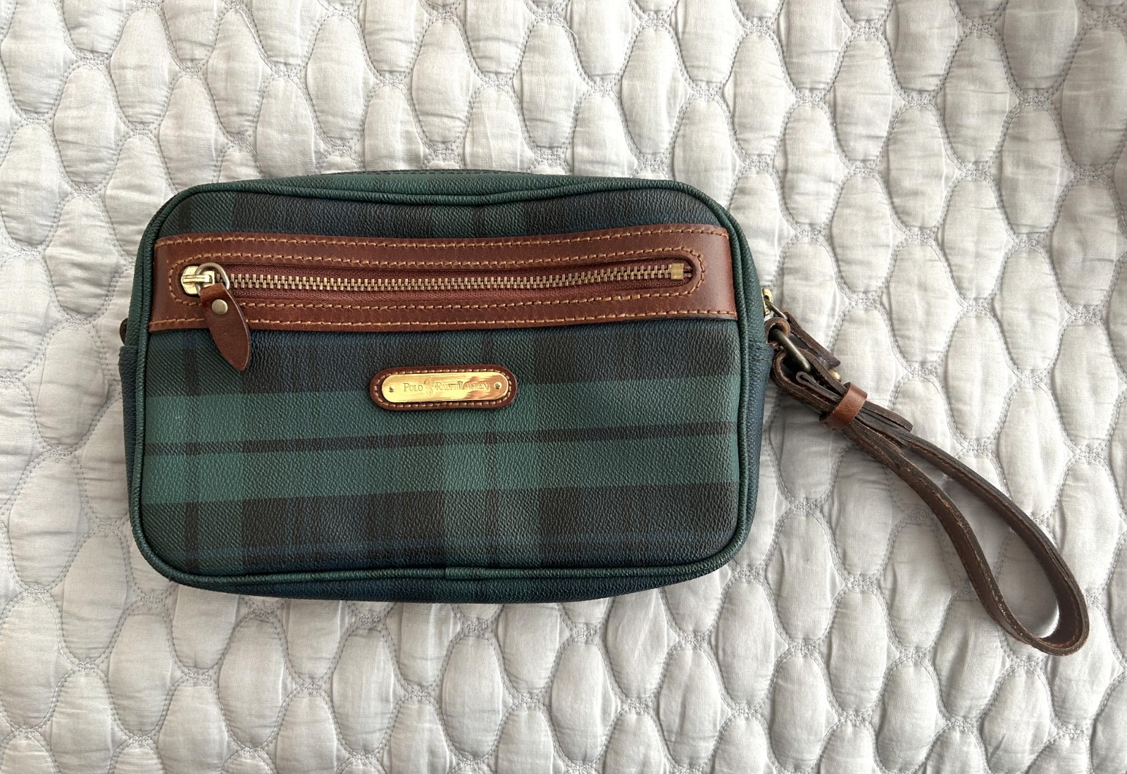 Polo Ralph Lauren “Black Watch” Tartan Canvas Vintage Clutch – Excellent Conditi