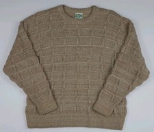 Vintage 70s Wool Blend Tan Beige Texture Pattern Knit Sweater Vtg Made In Italy