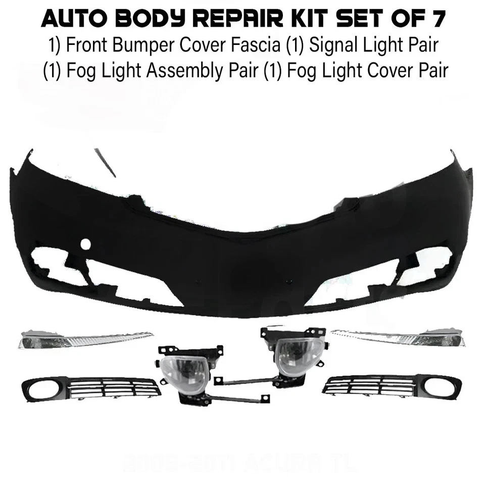 Front Bumper Cover Fascia & Fog Light Assembly Kit For 2009-2011 Acura TL - Image 2 of 4