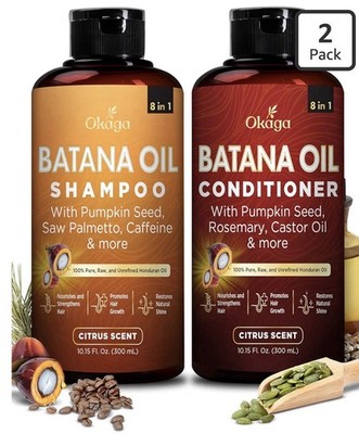 Okaga - Batana Oil Shampoo & Conditioner - Citrus Scent - Sulfate-Free - 10.15oz