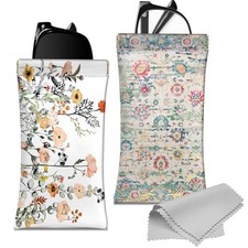 2 PCS Glasses Case Eyeglass Sunglasses Pouch Portable K-18-flower Bohemia