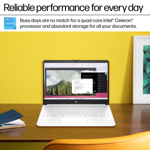 HP - 14" Laptop - Intel Celeron - 4GB Memory - 64GB eMMC - Snowflake White - Picture 3 of 6
