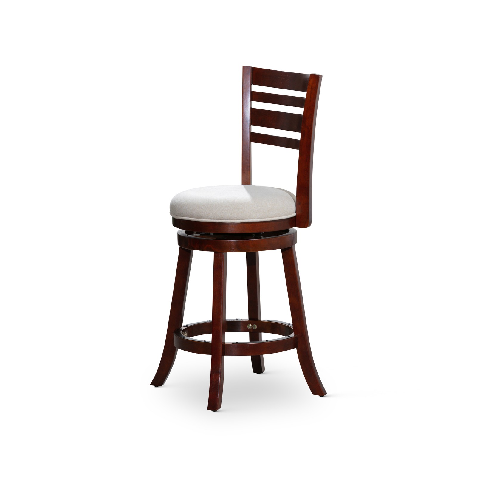24" Counter Height Slat Back Swivel Stool, Cherry Finish, Be