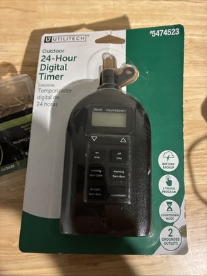 Utilitech 5474523 Outdoor 24 Hour Digital Timer Plug In
