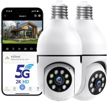 Light Bulb Security Cameras Outdoor, 5G&2.4GHz WiFi Lightbulb Wireless Outdoo 