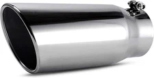AUTOSAVER88 4 Inch Inlet Exhaust Tip 4" Inlet 5" Outlet 12" Long Tail Tip Silver