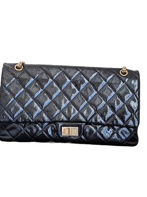 バッグ Chanel Reissue 2.55 Flap Bag Chanel 2.55 Reissue Flap Bag Black Patent Leather Gold Hardware