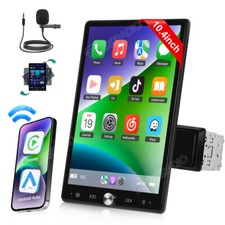 Wireless Apple CarPlay 10.4" Single 1DIN Car Stereo Rotatable Touch Screen Radio