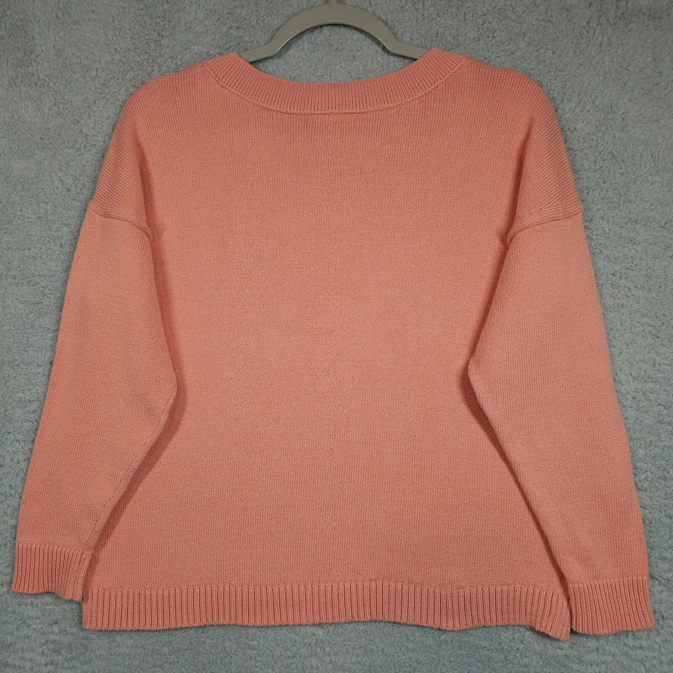 Suéter J Jill Para Mujer XSP Pequeño Coral Acanalado Tejido Borde Pullover Cuello Redondo Informal Foto 2 de 4