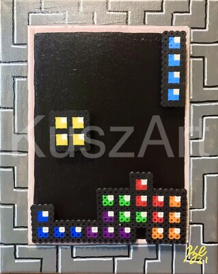 Tetris Pixel 8bit Video Game Art 8x10inch Nintendo NES Artwork 