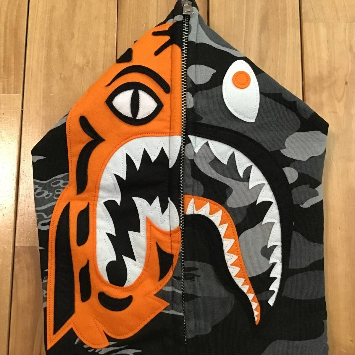 BAPE × Undefeated Tiger Shark Full Zip Hoodie Black A Bathing Ape