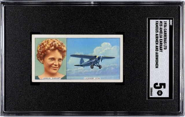 1936 Carreras Famous Airmen #25 Amelia Earhart Aviation Card SGC 5 EX USA