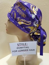 Minnesota Vikings NFL Women's Ponytail Surgical Scrub Hat/Cap Handmade