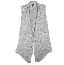 Chicos Sweater Womens Large Black White Marled Open Front Cardigan Vest Neutral