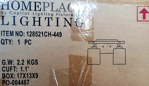 HomePlace  128521CH-449, Greyson Clear Seeded Glass Bathroom Vanity 2-Light, Chr - Picture 3 of 4