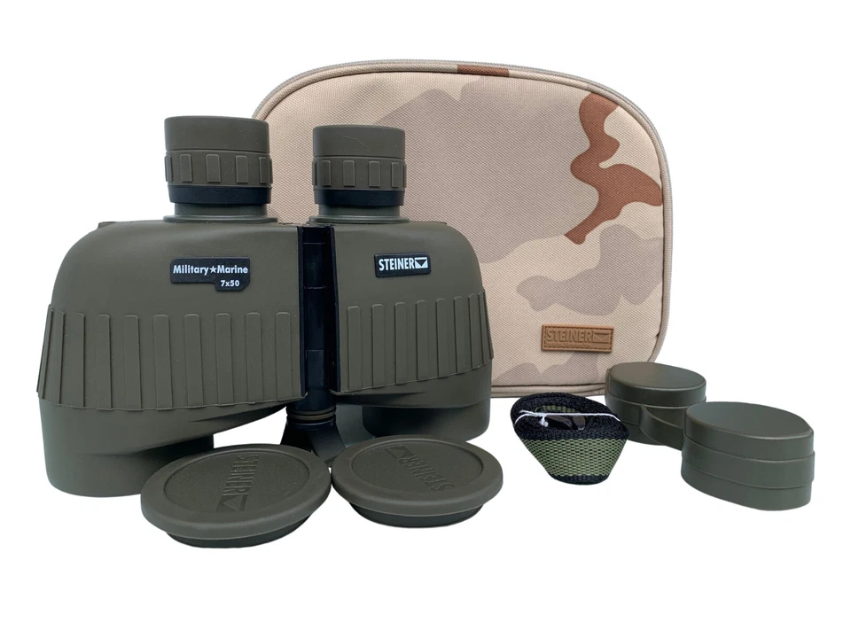 Steiner 7x50 Military Marine Binoculars with Premium Binobib Bundle & Camo Case - Image 2 of 4