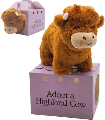 Adopt a Highland Cow , süßes Kuhkuscheltier flauschige Kuhfigur Spielzeug DE