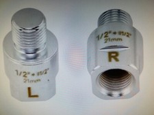 2 BICYCLE PEDAL EXTENDERS 21MM 1/2 TO 1/2 CHROME , RIGHT  LEFT SIDE