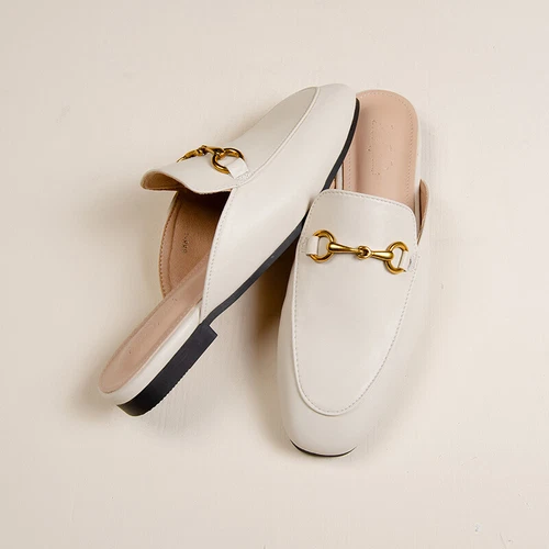 UK Womens Faux Leather Backless Loafer Slipper Mule Slide Shoes Slip On Size New - Picture 5 of 14