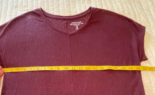 Camiseta para mujer Gap mezcla de lino top vino XS manga dolman costura delantera trasera - Imagen 4 de 6