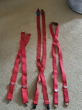 Vintage Lot Of 3 Pairs Red Honcho Suspenders Loggers Rancher Woodsman Farmer