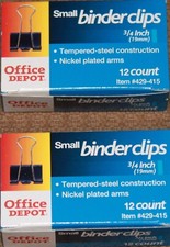 Office Depot Binder Clips Small 3/4   Inch 2 Boxes 24 Clips Total NIB