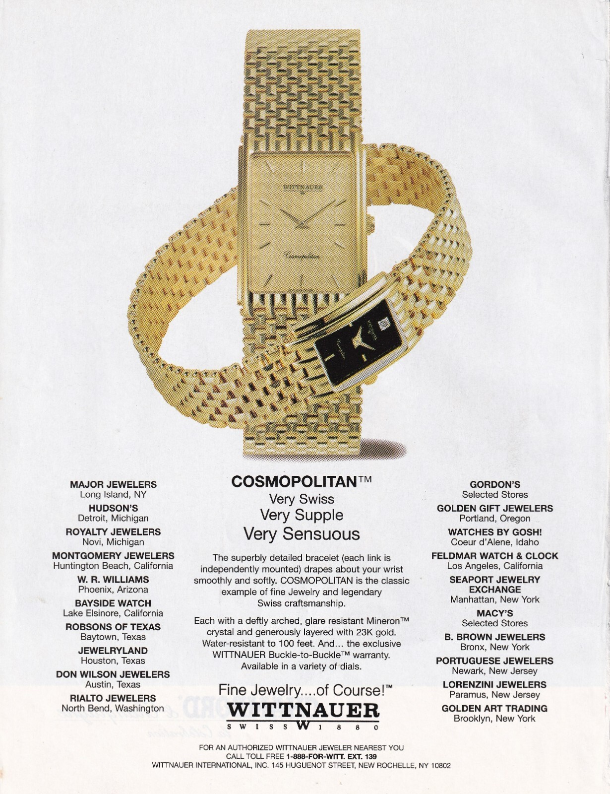 WITTNAUER WATCH Magazine Print Ad Advert COSMOPOLITAN VTG 1999 | eBay