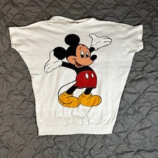 VINTAGE Mickey Mouse Shirt Womens Medium White Crewneck Pullover Disney Florida