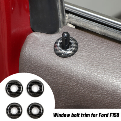 4pcs Carbon Fiber Black Door Lock Ring Cover Trim Fit for Ford F150 2015-2020