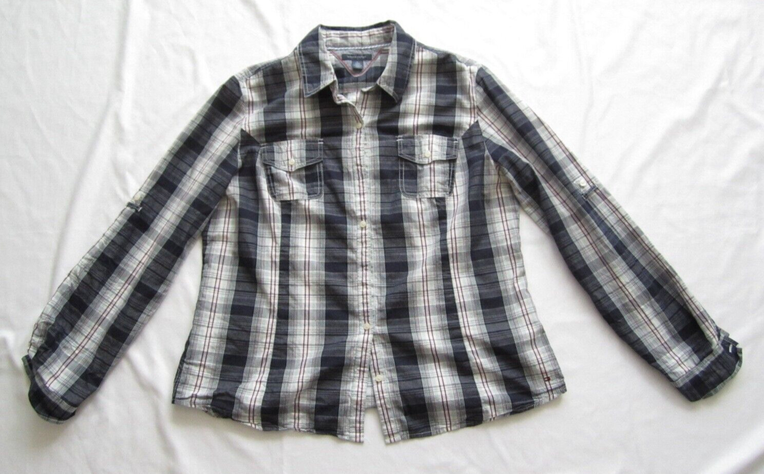 Tommy Hilfiger Western Southwest Plaid Button Up Women Shirt Sz XL (WB233)