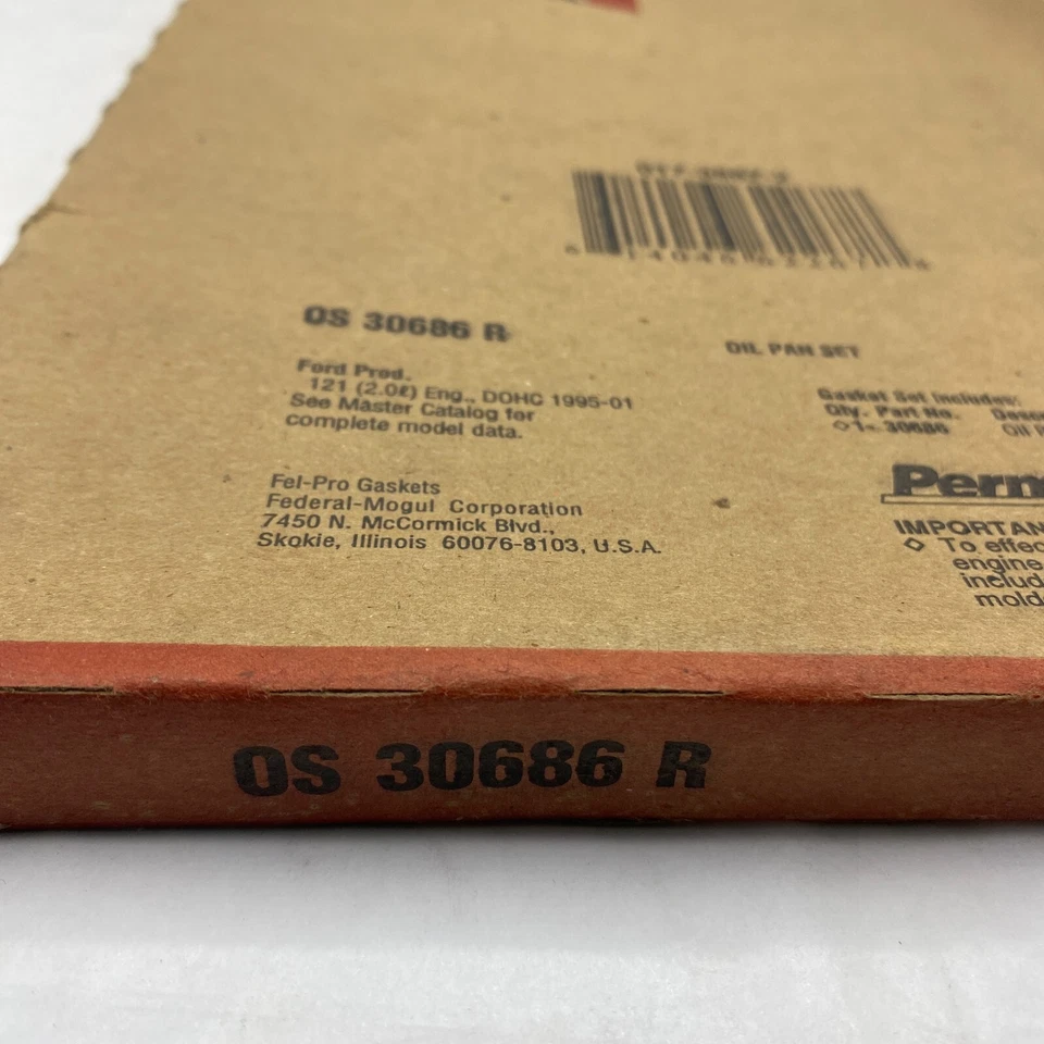Fel-Pro Oil Pan Gasket OS 30686 R Upper for Ford Escort Mercury Cougar Mystique - Image 3 of 3
