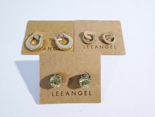 Lee Angel Women's Gold Flat Hoop earrings Huggie Earrings Stud Earrings NWT 145