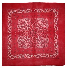 22"x22" Red Paisley Design #2 100% Cotton Bandana