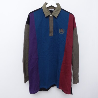 Vintage Bugle Boy Co Mens 1/4 henley rugby Sweatshirt Colorblock Size XL Shirt