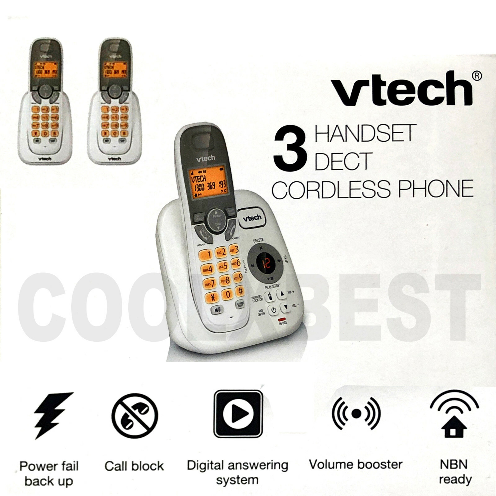 NEW VTECH 17250 TRIPLE 3 HANDSET CORDLESS HOME PHONE ANSWERING MACHINE