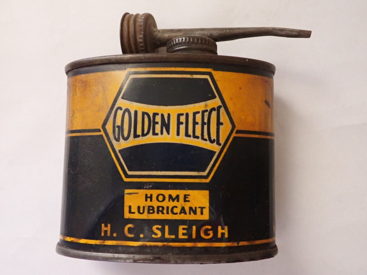 GOLDEN FLEECE HOUSEHOLD OIL HANDY OILER 4 Ozs TIN SMALL c1920s VERY