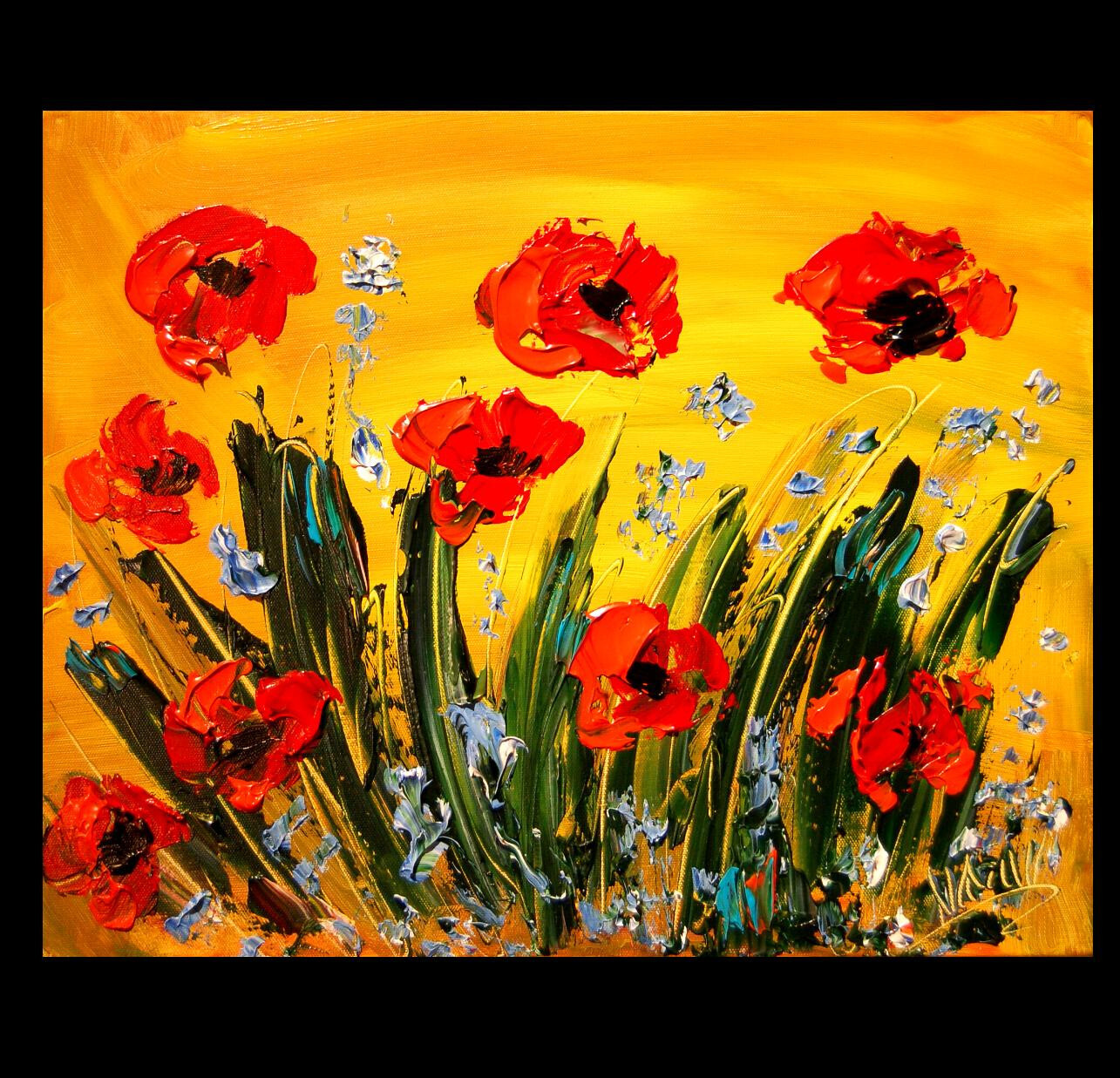 RED POPPIES  .CONTEMPORARY    MODERN ORIGINAL PAINTINGS SIGNED TRYFU56