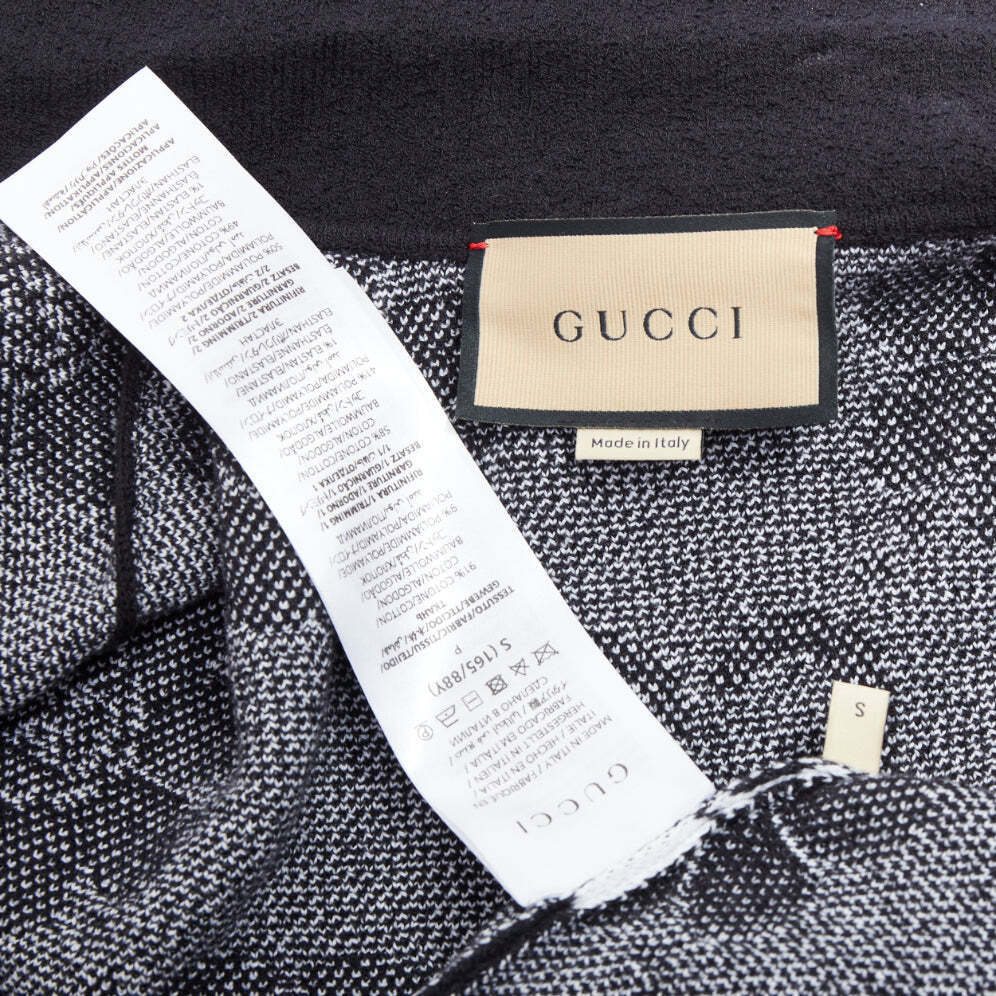 GUCCI 2024 black white cotton blend floral daisy knit polo GUCCI 2024 black white cotton blend floral daisy knit polo