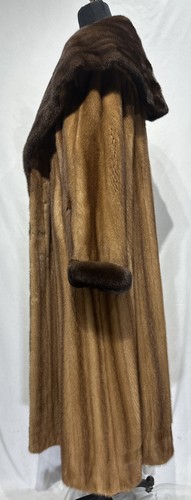 Golden Mink Coat w/ Mahogany Tux + Cuffs (72019) - Picture 2 of 4
