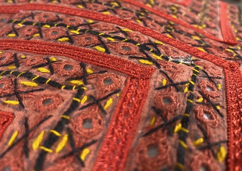 Vintage Handmade Throw Pillow Cover Pillowcase Zip Red-Pink Embroidered Mirror - 第 4/8 張圖片