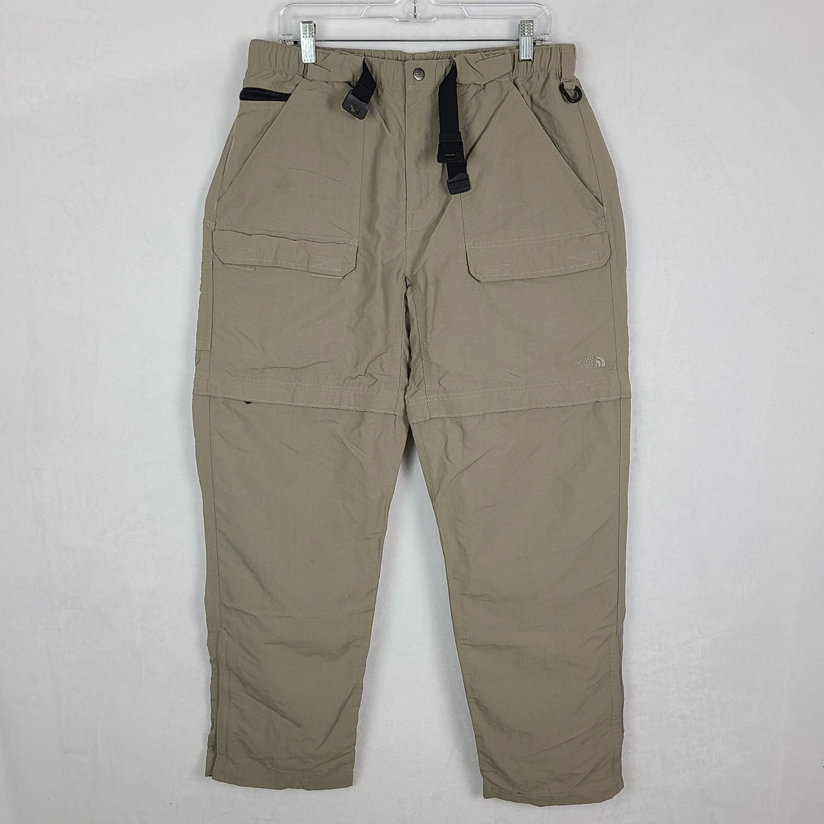 The North Face Cargo Convertible Pants Mens Large Linen Peanut Brown Flat  Front