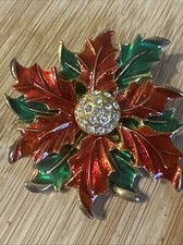 Eisenberg Ice GoldTone Floral Poinsettia Crys...