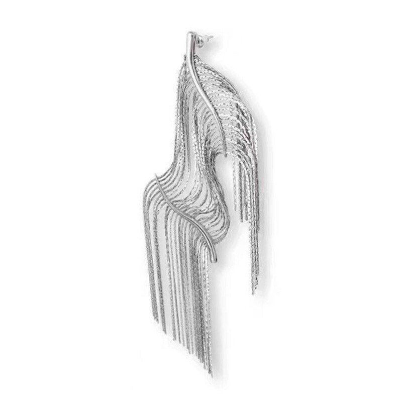 Metal Tassel Dangle Earrings for Bridal Wedding Statement Jewelry