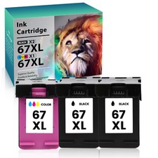 1-3PK 67-XL 67XL Black  Color Ink for HP Deskjet 4155e Plus 4122 4132 4155 Lot
