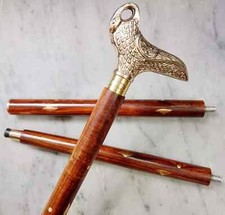 Walking Cane Brass Stick elephant Handle Wooden Vintage Designer Antique Victor