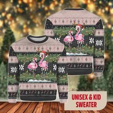 Pink Flamingo Christmas Ugly Sweater, Love Flamingo Xmas Xmas Ugly Sweater Gift